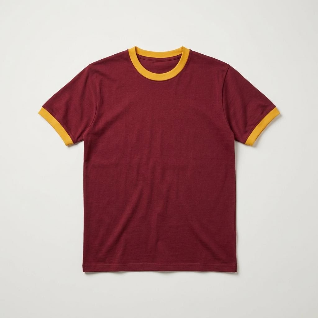 Heritage maroon and gold original theme retro jersey laid flat