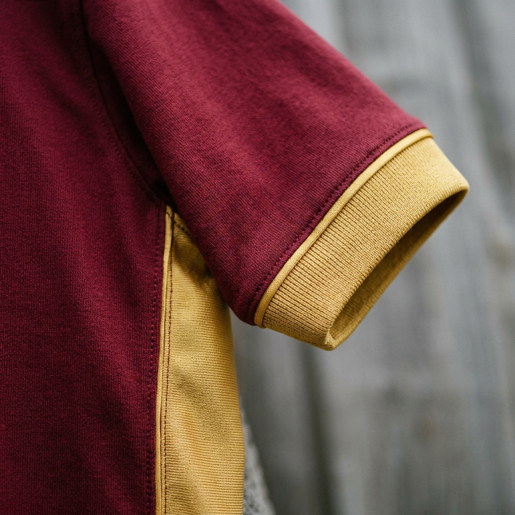 Sleeve cuff and side panel detail of the Heritage Maroon Vintage Kit